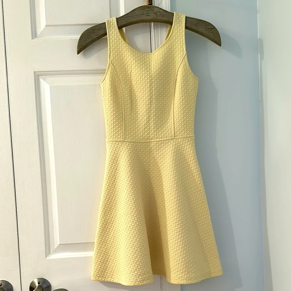 Frenchi(R) 'Spring Dot' Cutout Back Skater Dress (Juniors) YELLOW SOFT